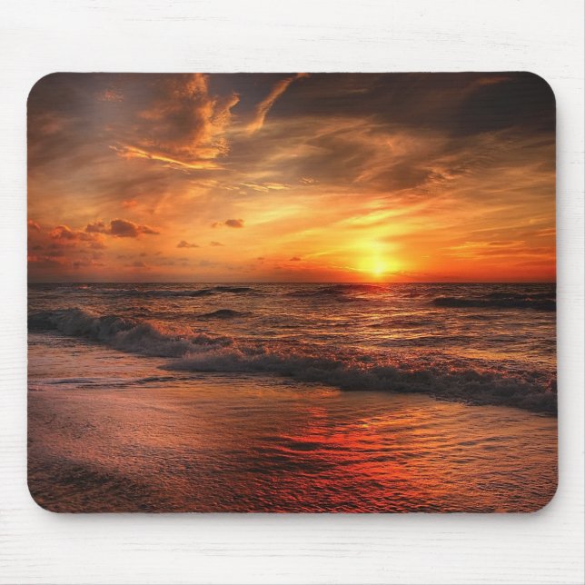 Sunset Sea Waves Mouse Mat (Front)