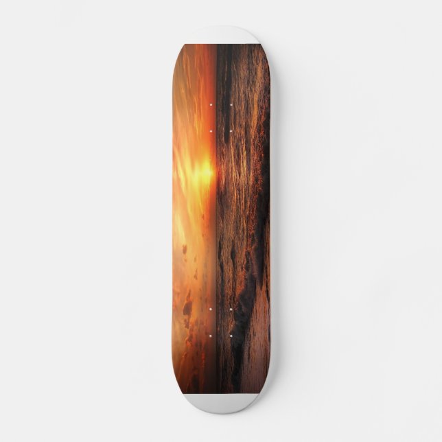 Sunset Sea Waves Skateboard (Front)