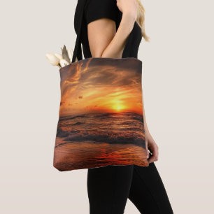 Sunset Sea Waves Tote Bag