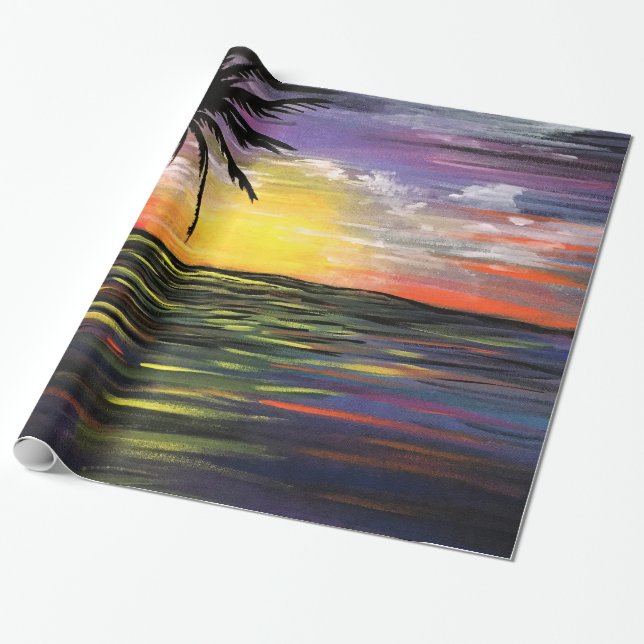 Sunset Sea Wrapping Paper (Unrolled)
