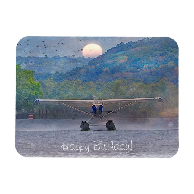 Sunset Seaplane Birthday Magnet (Horizontal)