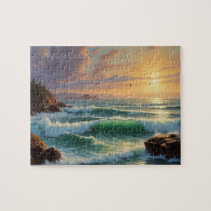 Sunset Seascape Painting Artwork Jigsaw Puzzle