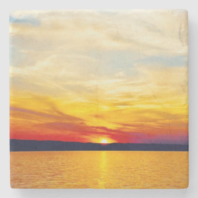 Sunset, serenity, Beautiful Sunset, Stone Coaster (Front)