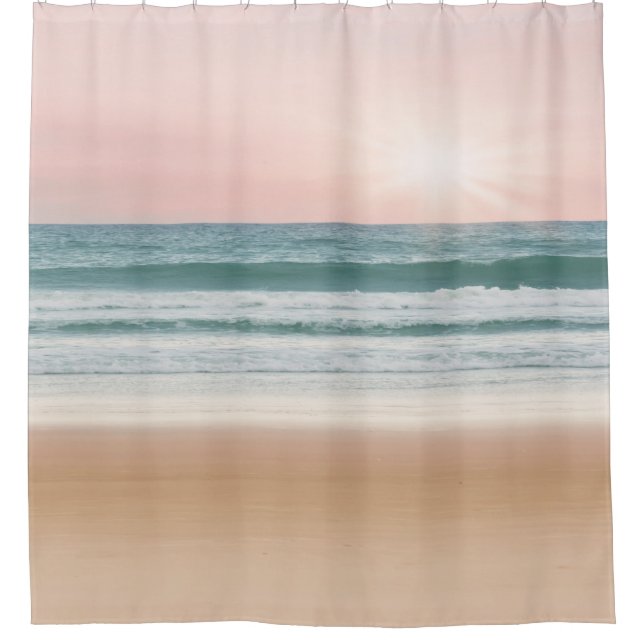Sunset serenity blue rose quartz Shower Curtain (Front)