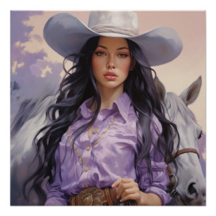 Sunset Serenity:  Cowgirl Wall Art