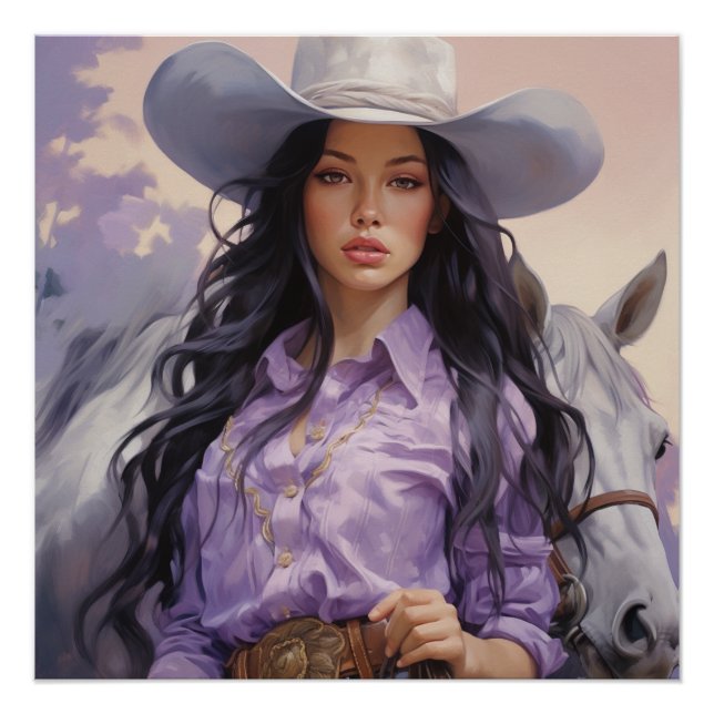 Sunset Serenity:  Cowgirl Wall Art (Front)