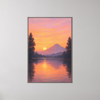 Sunset Serenity Over Mountain Lake Canvas Print
