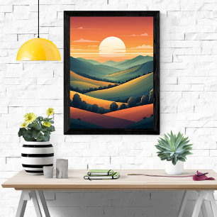 Sunset Serenity: Rolling Hills Landscape Poster