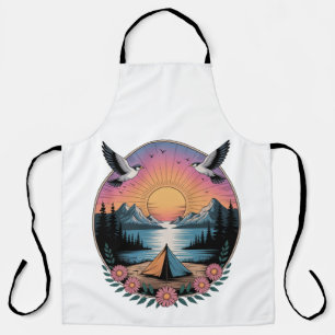 Sunset Serenity Vintage Camping & Mountain Escap Apron