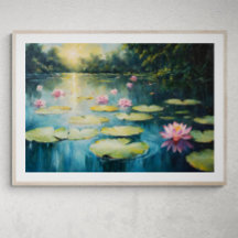 Sunset Serenity: Water Lilies on the Pond