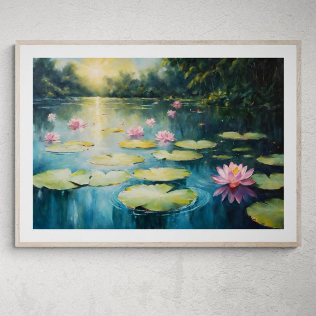 Sunset Serenity: Water Lilies on the Pond Poster (Creator Uploaded)