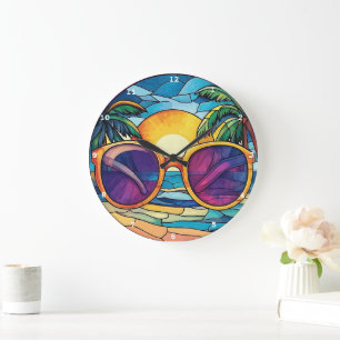 Sunset Shades & Tropical Tides  Beach Large Clock