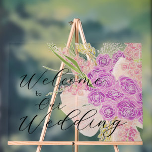 Sunset Sheer blush rose Bouquet Acrylic Sign
