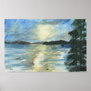 Sunset Shimmering in Bellgrade Lakes, Maine Print