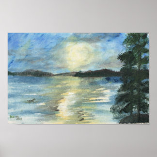 Sunset Shimmering in Bellgrade Lakes, Maine Print
