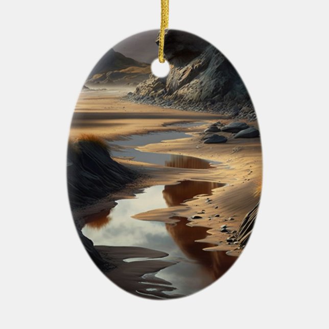 Sunset Shore Ceramic Tree Decoration (Front)