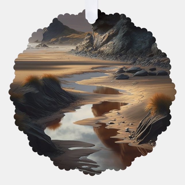 Sunset Shore Tree Decoration Card (Front)