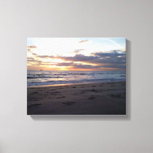 Sunset Shoreline Serenity Bird in Flight Canvas Print