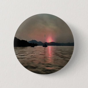 Sunset Shores In Pink And Grey 6 Cm Round Badge