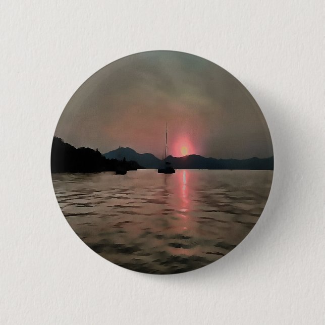 Sunset Shores In Pink And Grey 6 Cm Round Badge (Front)