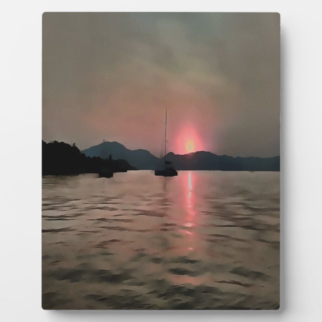 Sunset Shores In Pink And Grey Plaque (Front)