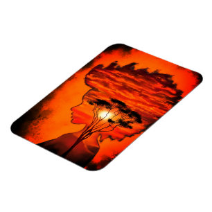 Sunset Silhouette Art Magnet - Painting