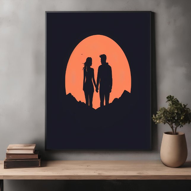 Sunset Silhouette Couple Minimalist Love Art Poster (Creator Uploaded)