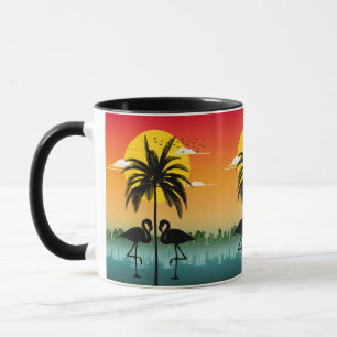 Sunset Silhouette Flamingo Lover Summer Vibes Mug