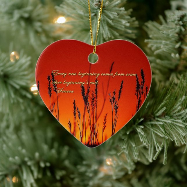Sunset Silhouette Inspirational Ceramic Tree Decoration (Tree)