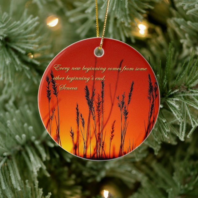 Sunset Silhouette Inspirational Ceramic Tree Decoration (Tree)