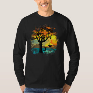 Sunset Silhouette Swiing In The Afternoon Of Autum T-Shirt