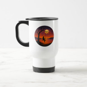 Sunset Silhouette Swing Art Travel Mug