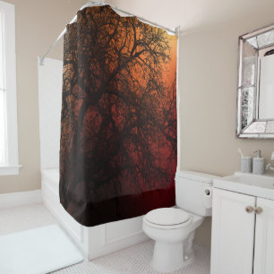 Sunset Silhouette Winter Tree Shower Curtain