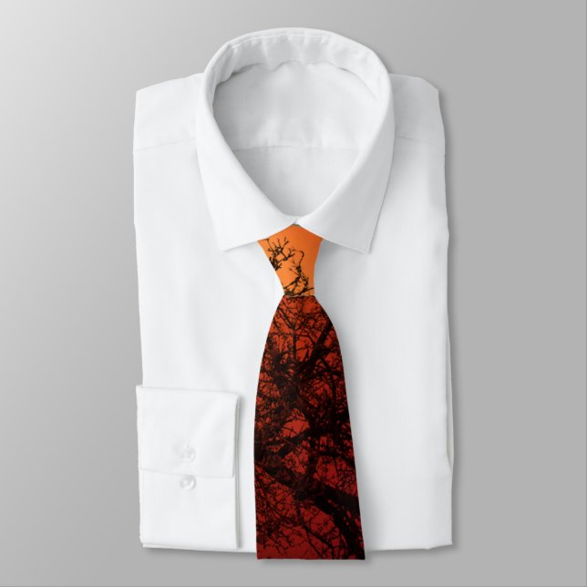 Sunset Silhouette Winter Tree Tie (Tied)