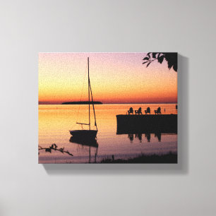 Sunset Silhouette Wrapped Canvas