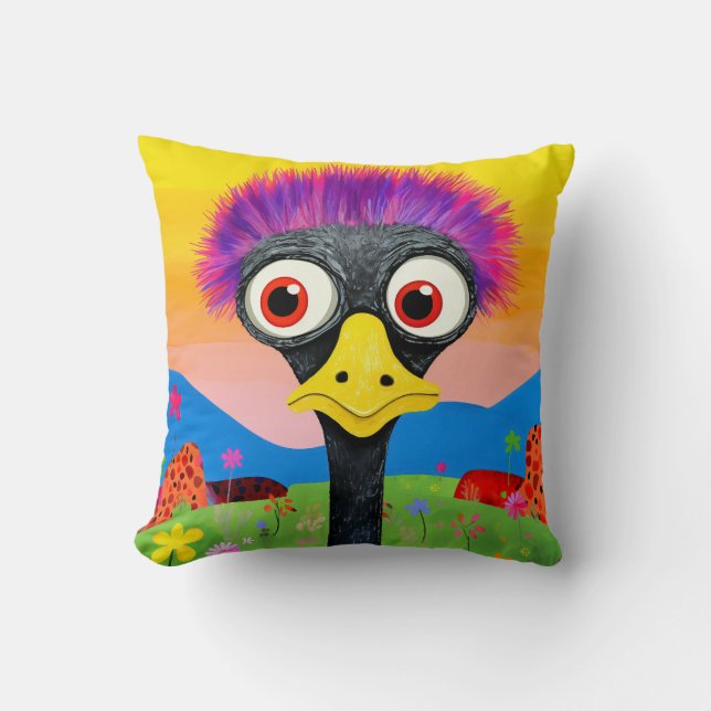 Sunset Silly Ostrich Cushion (Front)