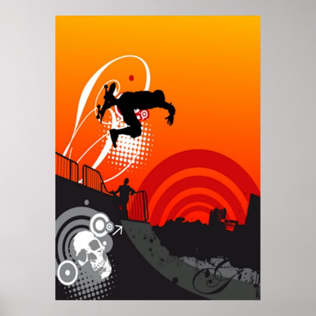 Sunset Skateboarder Poster (Front)