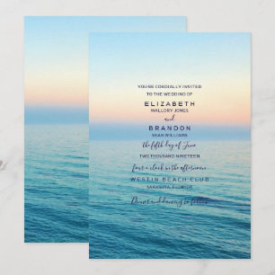 Sunset Skies Beach Ocean Wedding Invitation