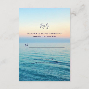 Sunset Skies Beach Ocean Wedding RSVP Card