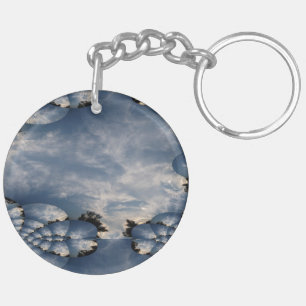 Sunset Skies Fractal with Basic Pattern Key Ring