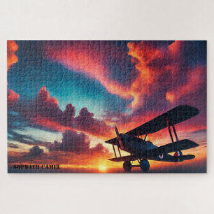 Sunset Skies: Sopwith Camel in Flight Jigsaw Puzzle