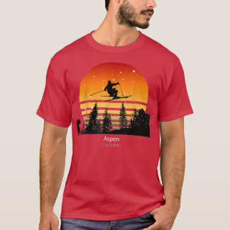 Sunset Skiing snow covered mountains in Aspen Colo T-Shirt