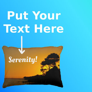 Sunset Sky Black Silhouette Trees Photo Text Decorative Cushion