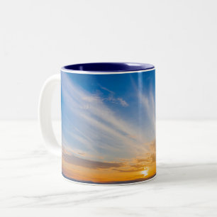 Sunset Sky Clouds Blue Two-Tone Coffee Mug