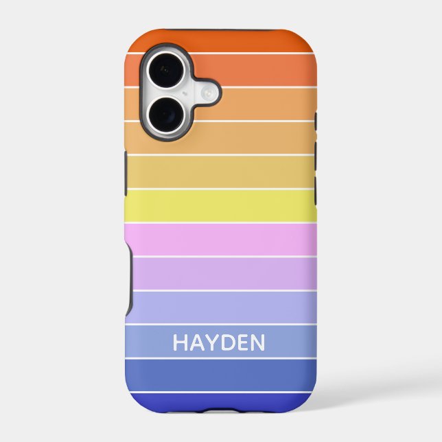 Sunset Sky Colorful Horizontal Stripes Personalise (Back)