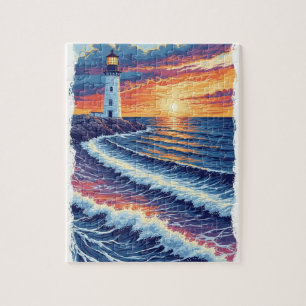 Sunset Sky Lighthouse Jigsaw Puzzle