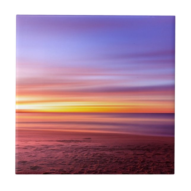 Sunset Sky over Beach and Sea Tile (Front)
