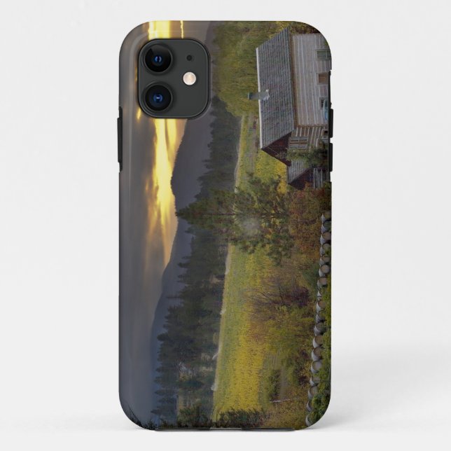 Sunset sky over vineyards and historic log cabin Case-Mate iPhone case (Back)