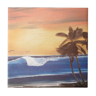 Sunset Sky, Palms & Ocean Tile
