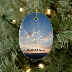 Sunset Sky Personalised Ceramic Tree Decoration